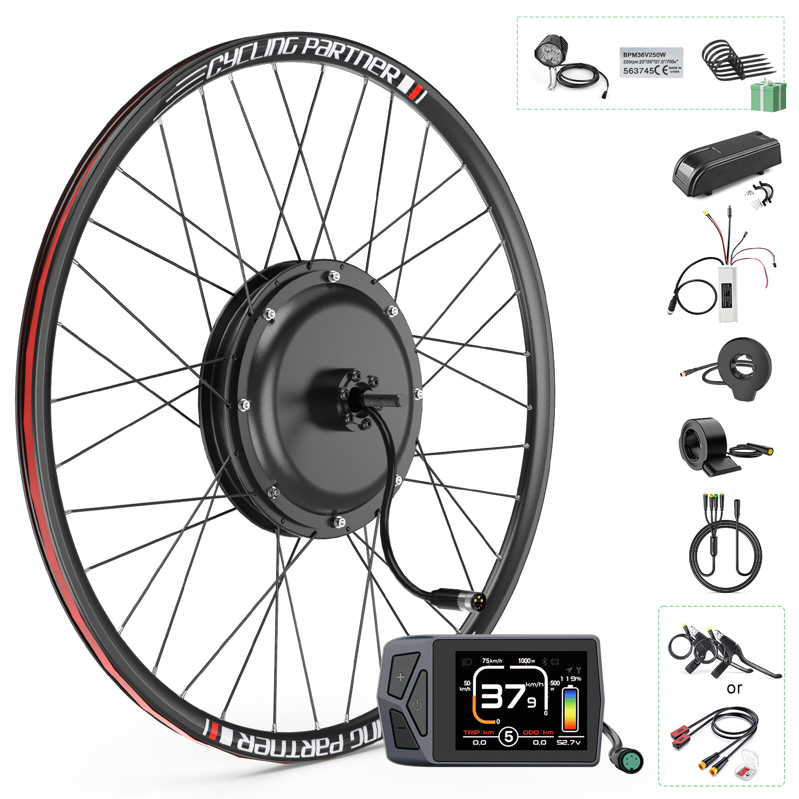 48V1000W Electric Bicycle 26″ 700C Rear Hub Wheel Cassette Disc Brake Type