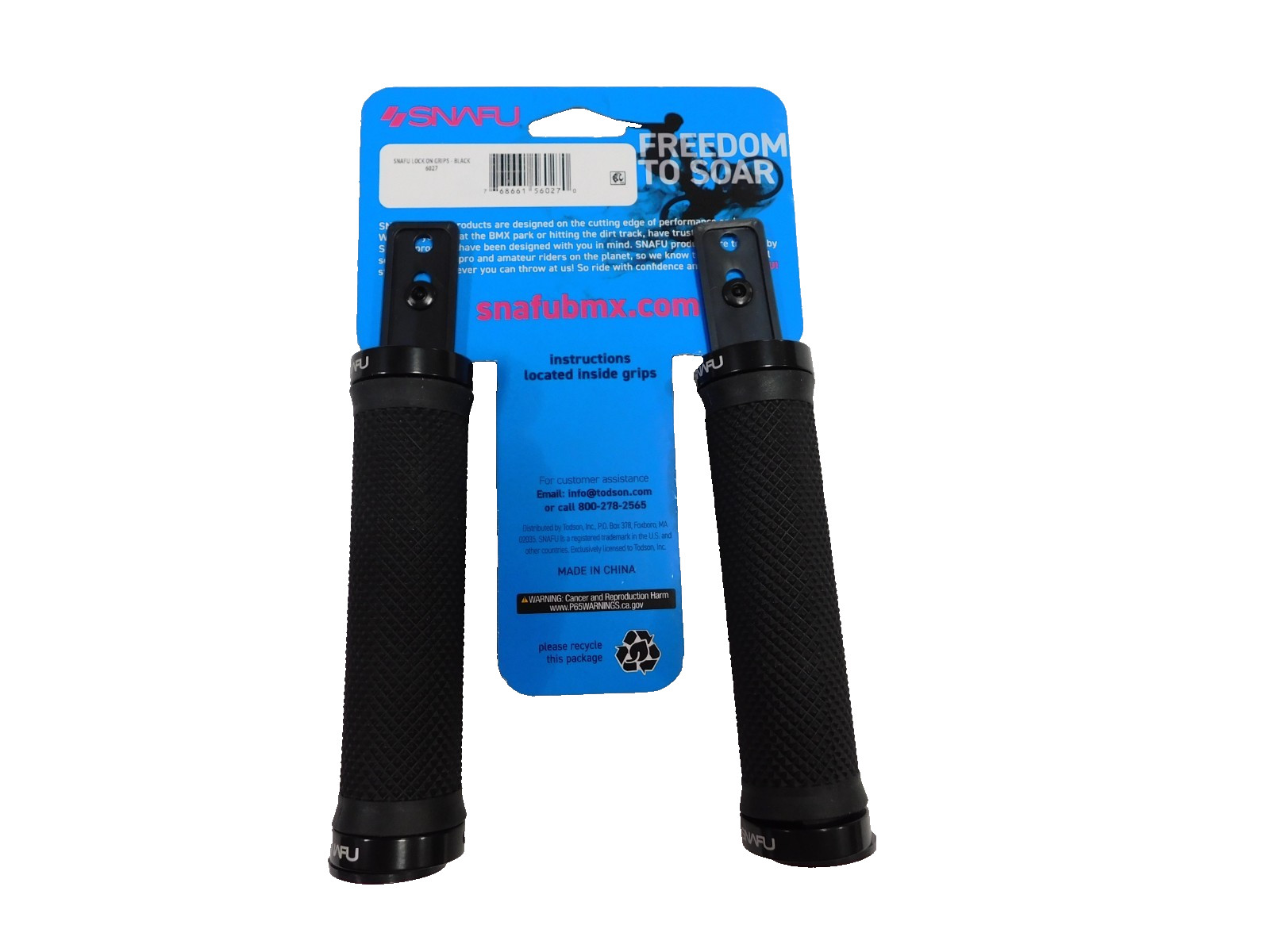 SnafuLock-on Grips,Won’t Slip,Ideal For Bmx/Mountain Bikes With End Caps