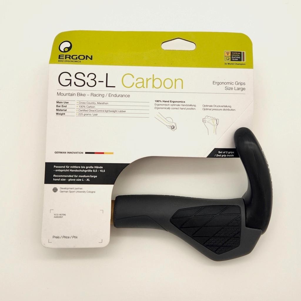 Ergon GS3 Large Carbon Lock-On Bicycle Grips Handlebar Gray & Black