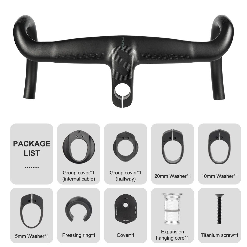 Road Bike Carbon Integrated Handlebar DI2 Full Internal Cable Routing Bent Bar