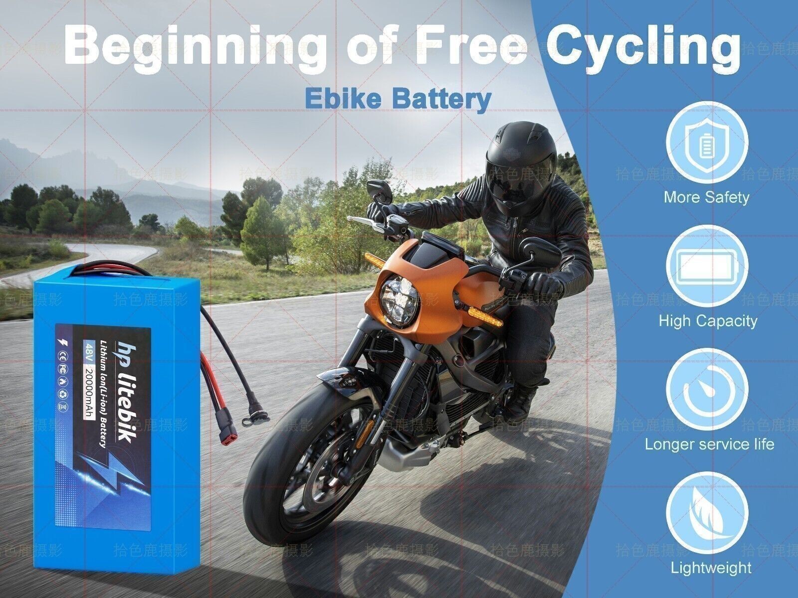 36V 48V Lithium li-ion ebike Battery For 0W~1500W Electric Bicycles Bike BMS