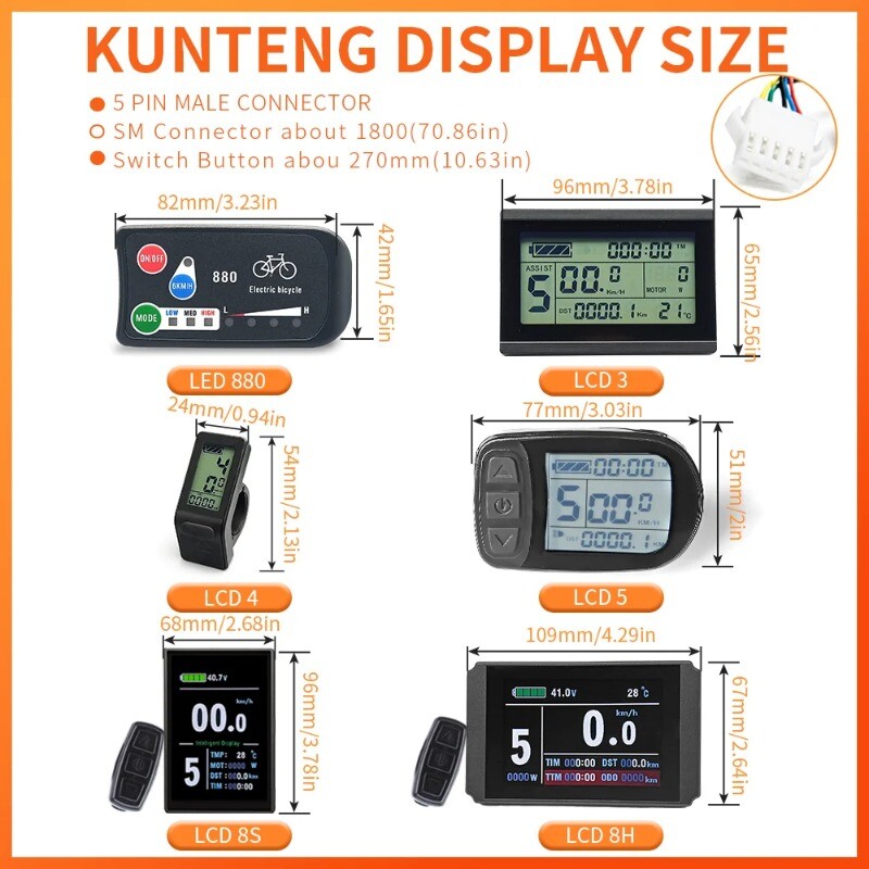 MTB Ebike KT Controller LCD LED Display 36V/48V 250W-1500W Electric Bicycle Part
