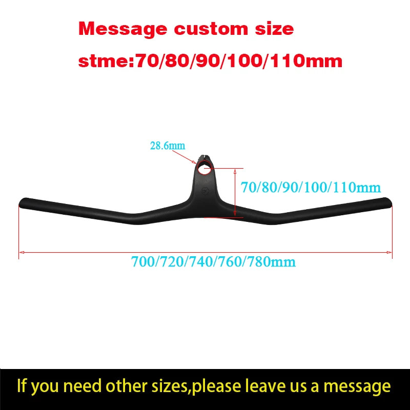 Carbon Fiber XC Mountain Bike Handlebar 10 Degree 28.6mm Clamp 720-780mm