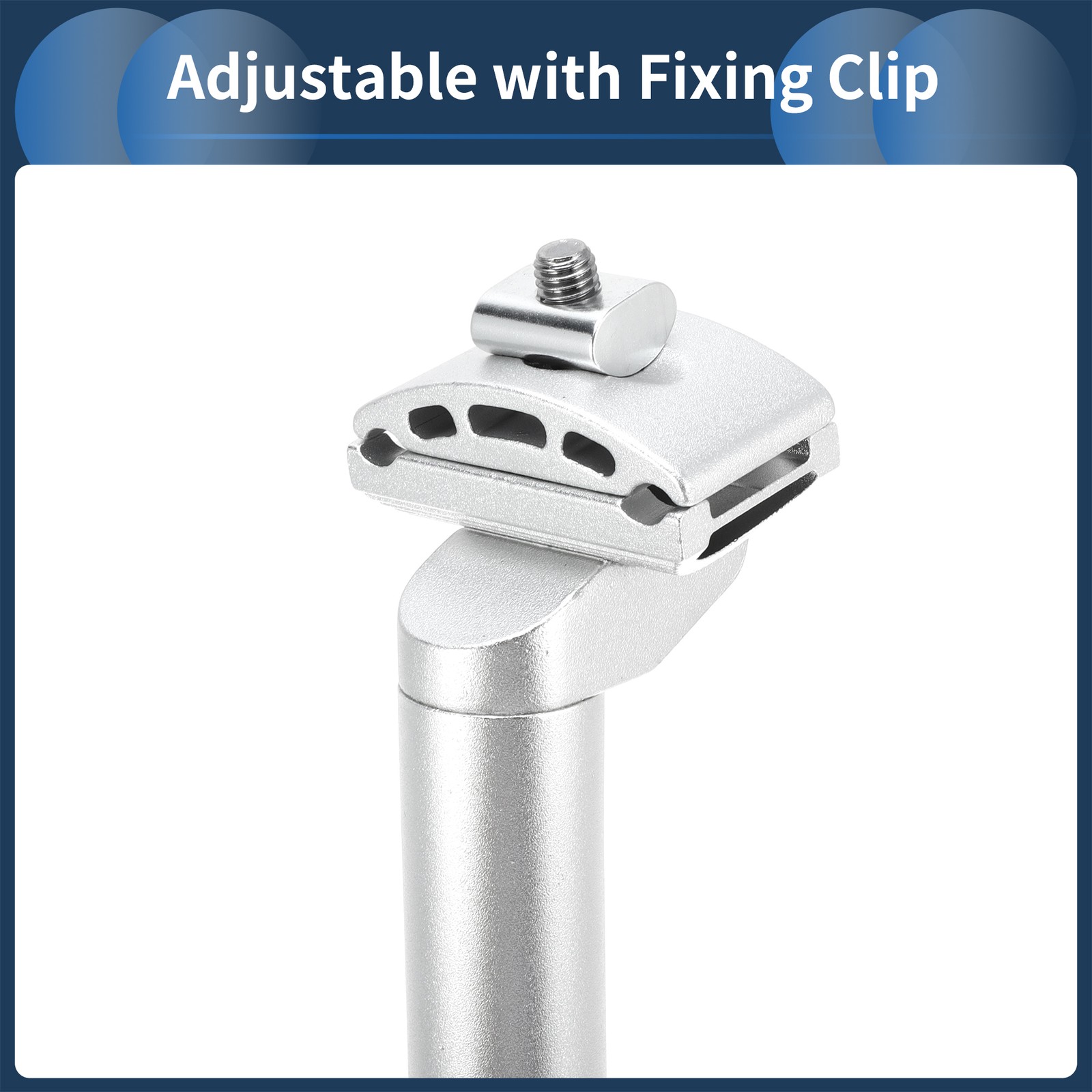 Bike Seat Post 30.9x300mm Adjustable with Fixing Clip Silver Tone Aluminum Alloy