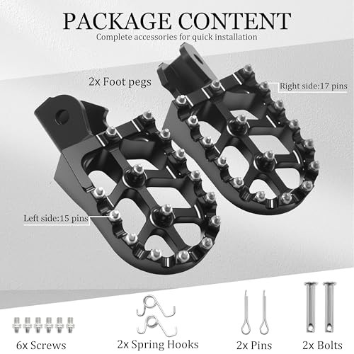 CNC Dirt Bike Foot Pegs – Wider Electric Bike Footpegs with Springs Black