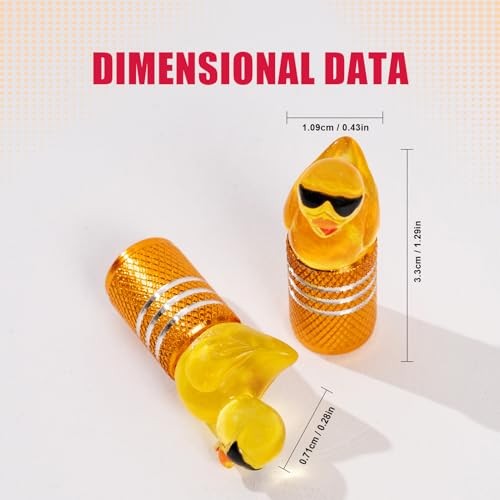 8Pcs Duck Tire Valve Stem Caps – Cute Car Valve Stem Cap – Yellow