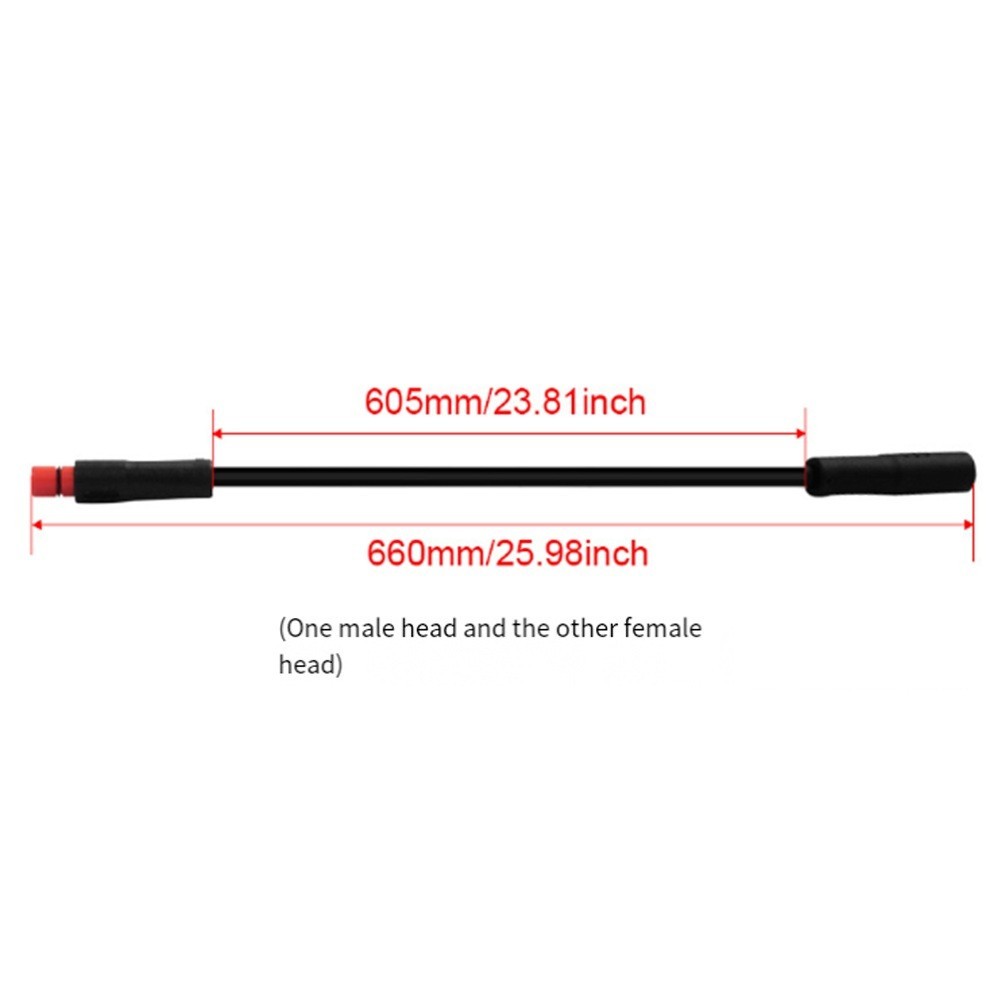 2 Pin Male to Female Signal Extension Cable 660mm Waterproof for Mountain Bikes