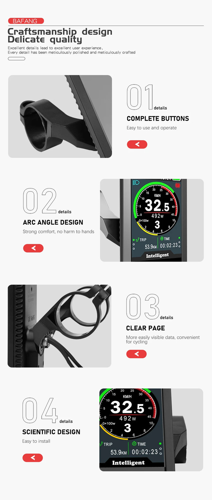 Waterproof Bafang 850C LCD UART Display Ebike Computer BBS01 BBS02 BBSHD