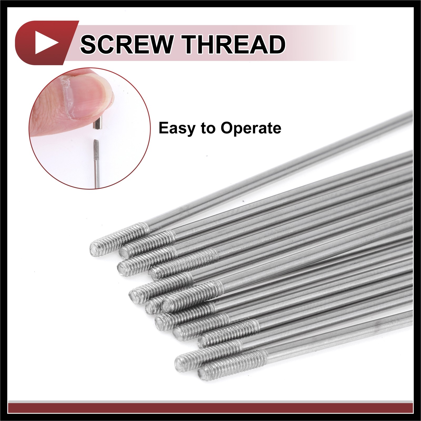 12 Set 14G Bicycle Spokes 195mm Bike Wheel Spoke 304 Stainless Steel