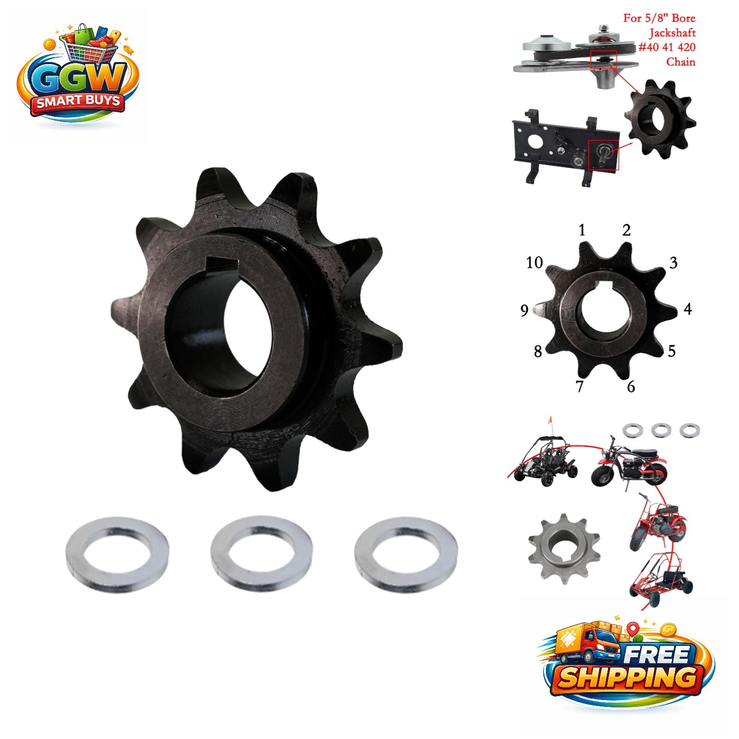 High-Performance 10-Tooth Sprocket with 5/8 Bore – Ideal for Coleman Mini Bikes