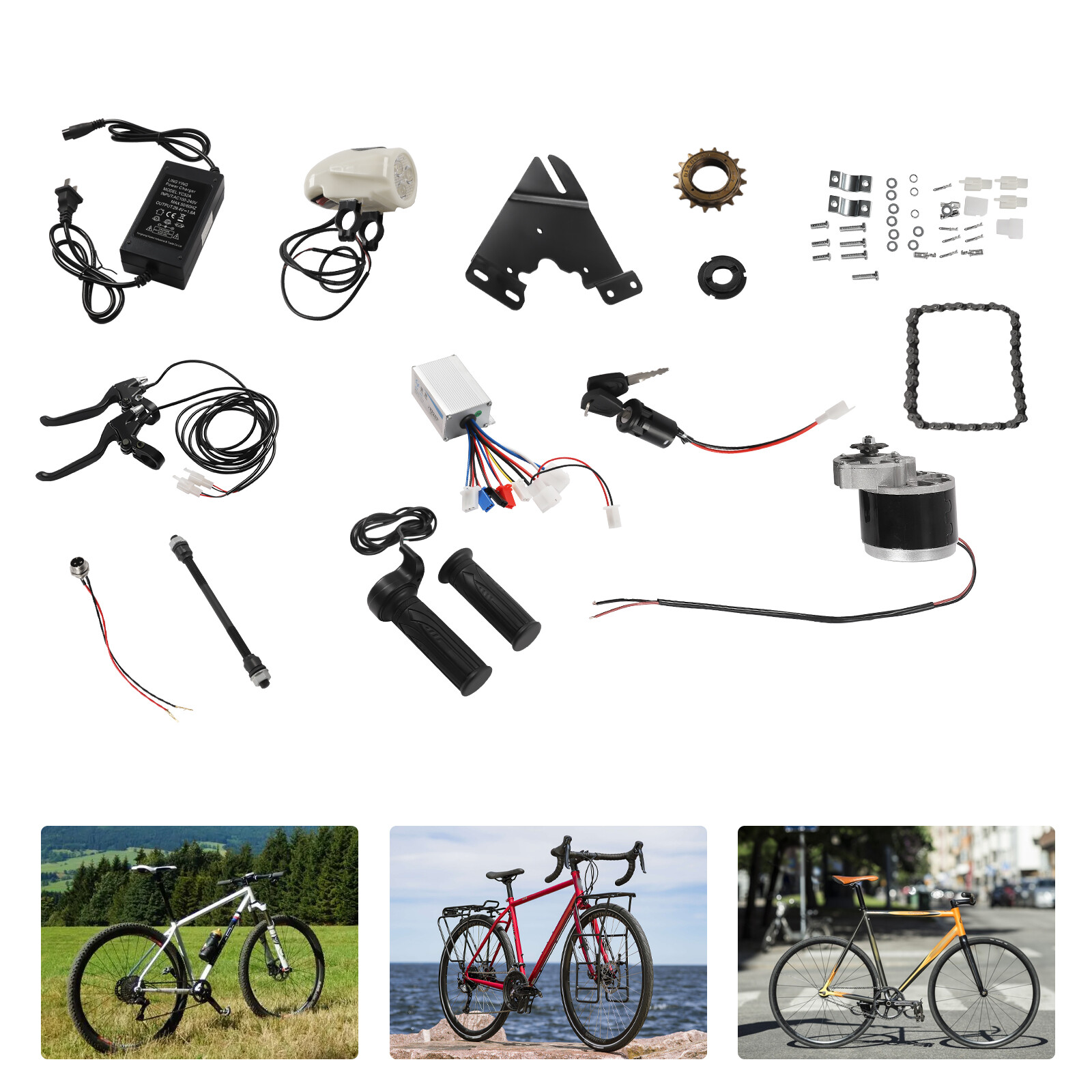 24V 250W Electric Bicycle Conversion Kit E-Bike Cycling Brush Motor & Controller