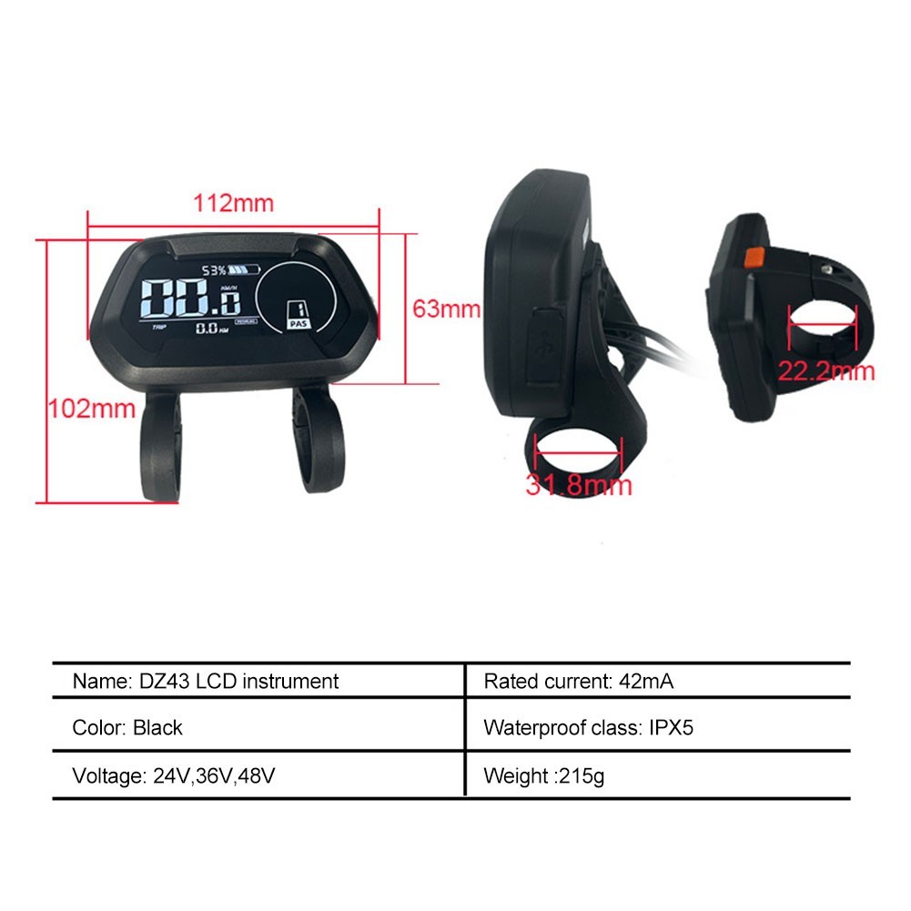 For bafang Motor Color Display with IPX5 Waterproof and Removable Bracket