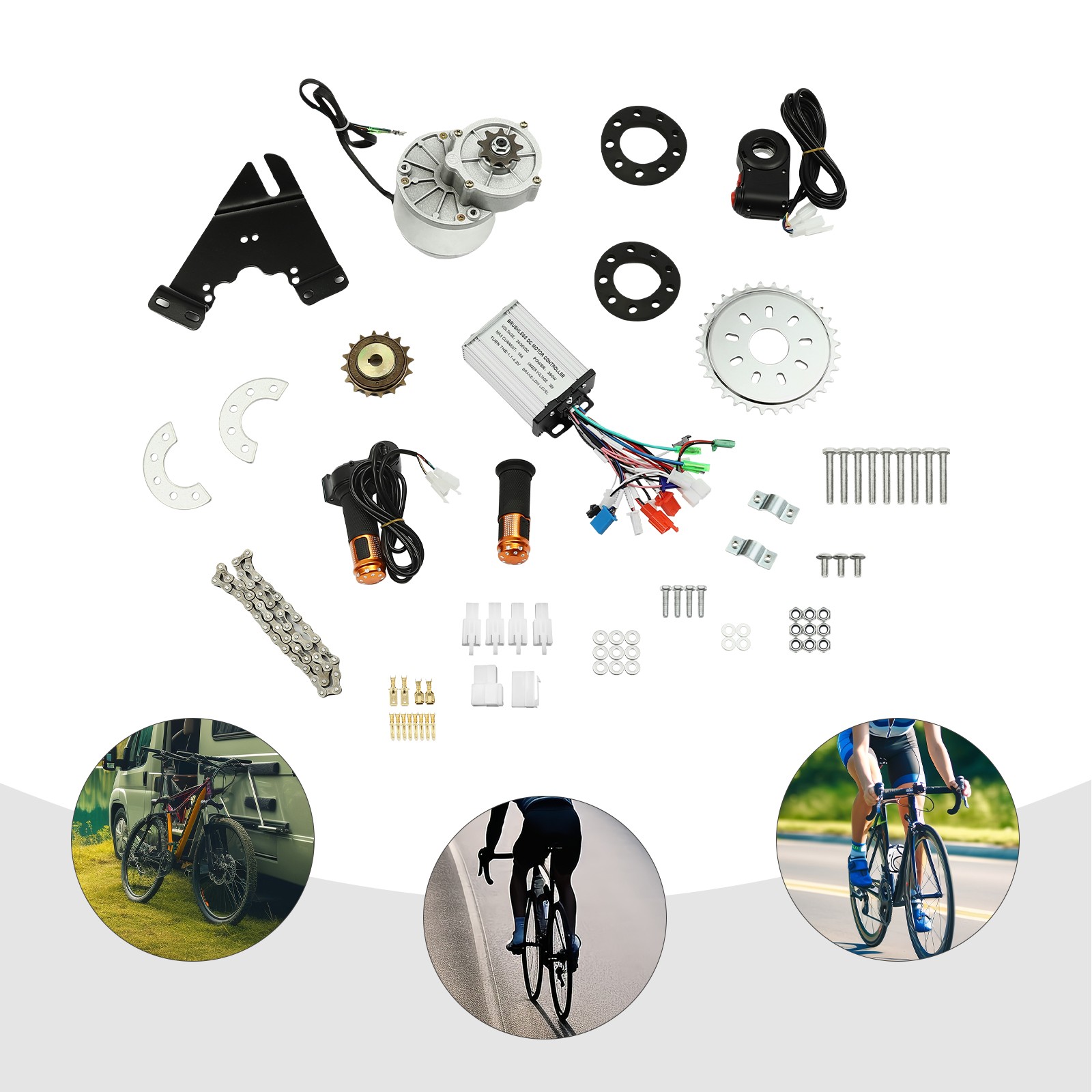350W 36V DC Digital Electric Bicycle Brushless Motor Kit E-Bike Conversion Set