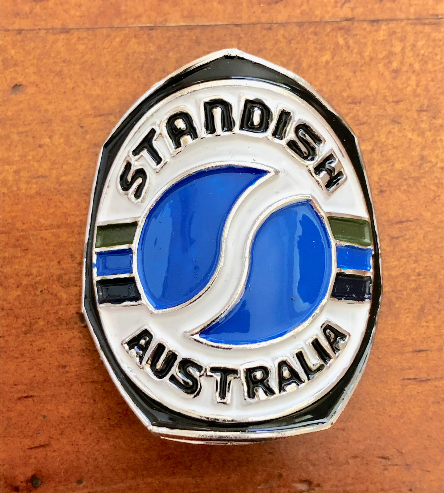 Standish Head badge – Chrome Highlights & multi Colour – old school bmx