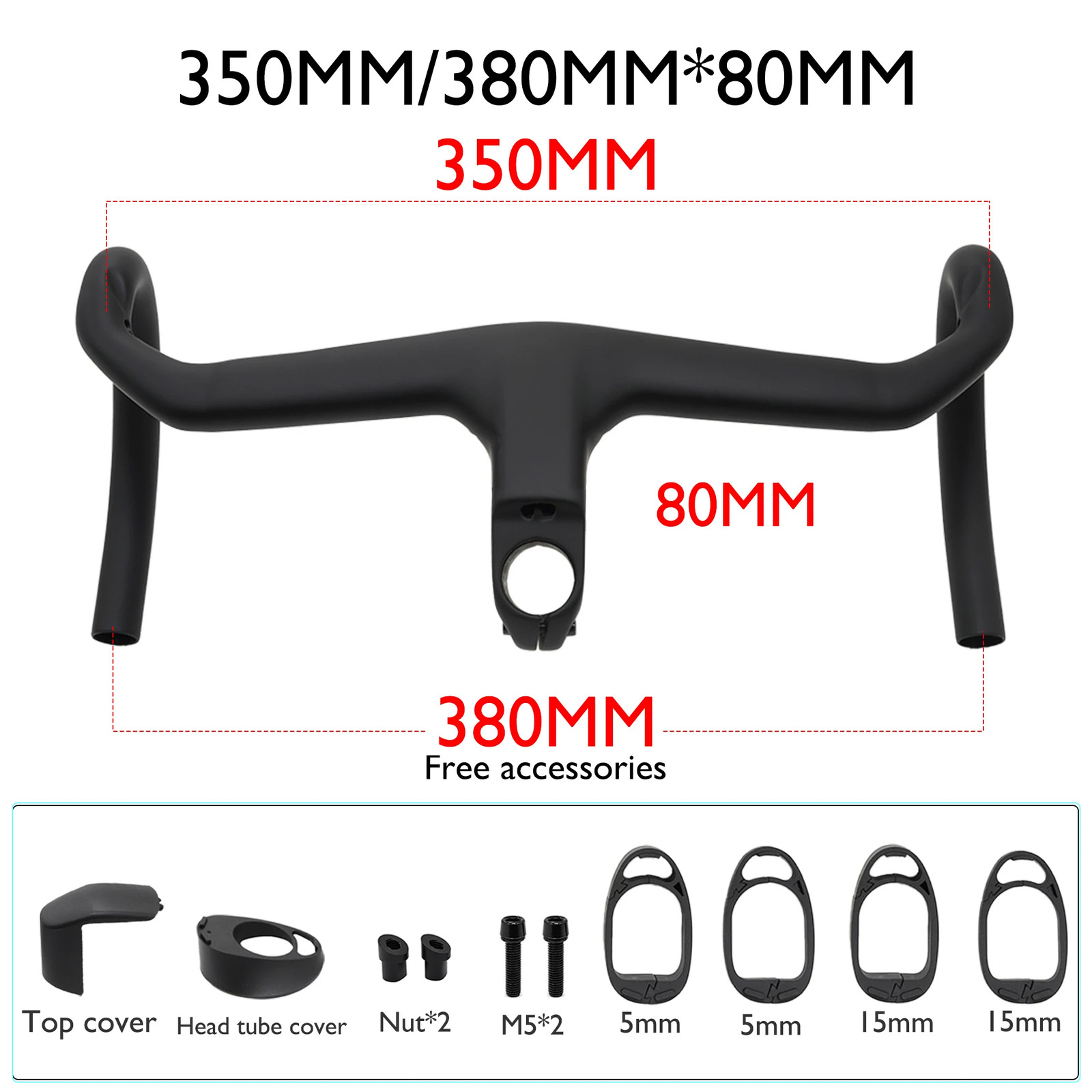 Full Carbon Integrated Road Bike Handlebar 28.6mm 350-410mm Aero Drop Handlebar