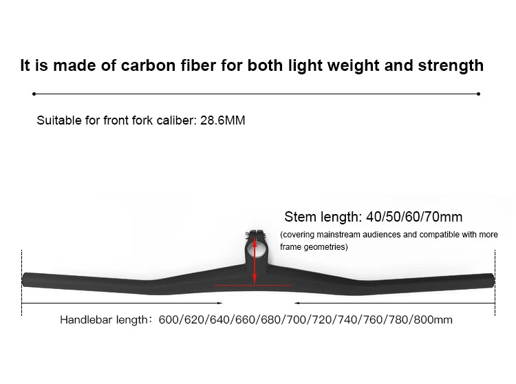 Carbon Riser Handlebar Integrated Handle Bar with Stem for MTB Bicycle UD 800mm