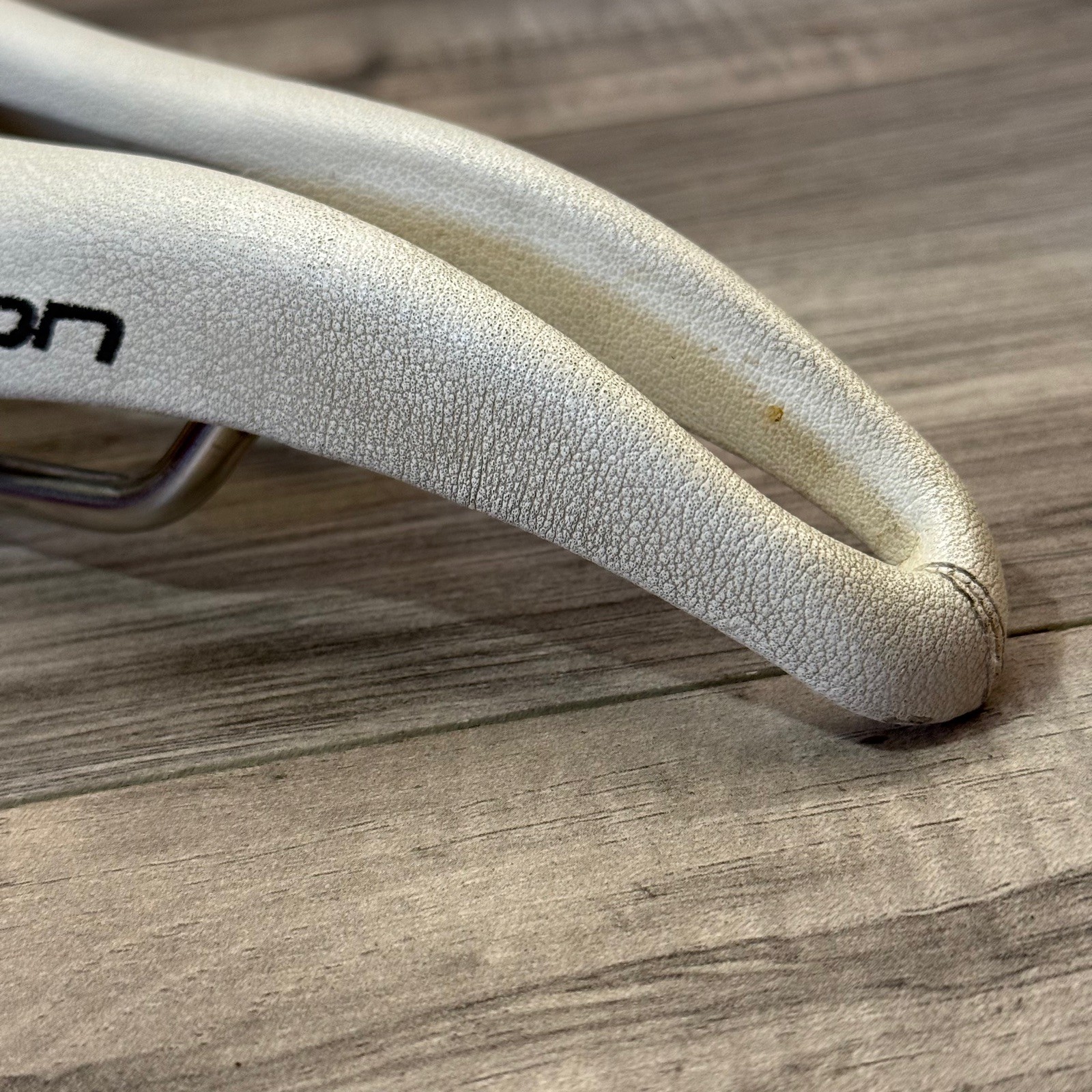 Selle SMP Evolution Saddle White Leather Stainless Steel Rails