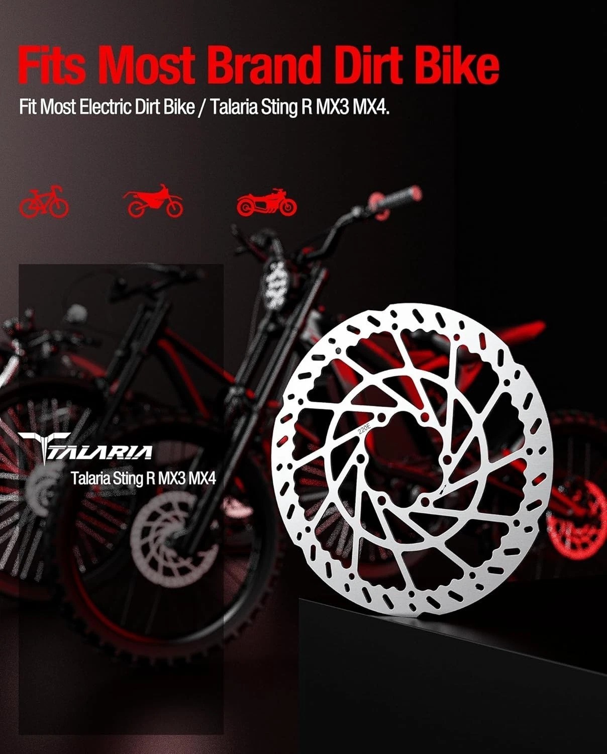 Heavy-Duty 220 mm Thickened Stainless Steel Rear Brake Disc Rotor for for Tal…