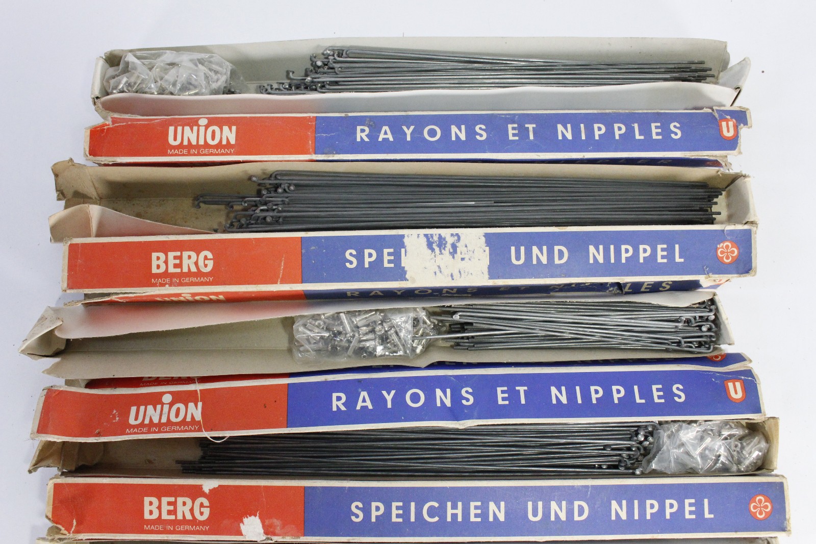 (10) Berg Union Bike Spokes/Nipples Boxes Assorted Sizes NOS 1980s Germany