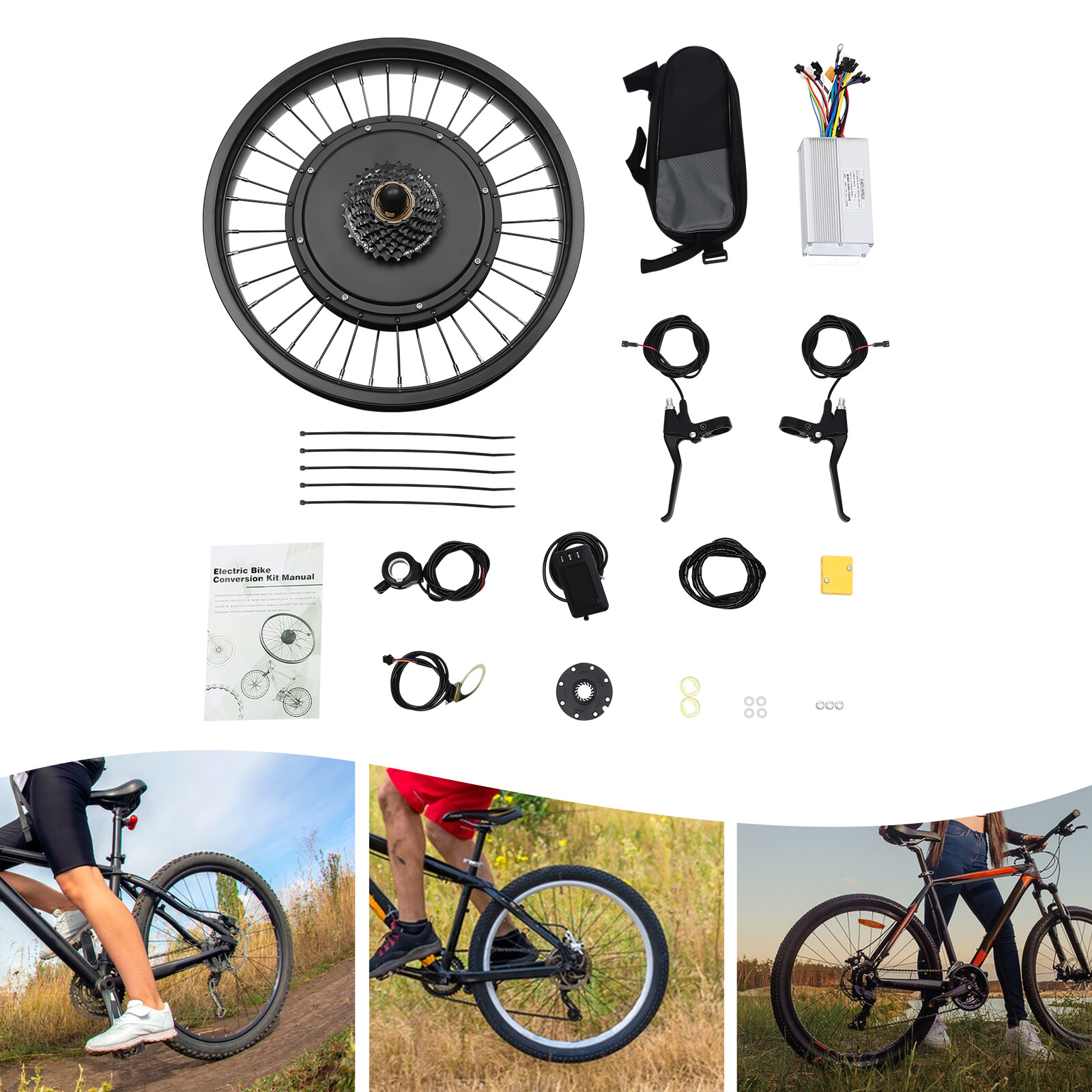 48V 1kW 20″ Electric Bicycle Conversion Kit Fat Tire E-Bike Wheel Hub Motor Kit