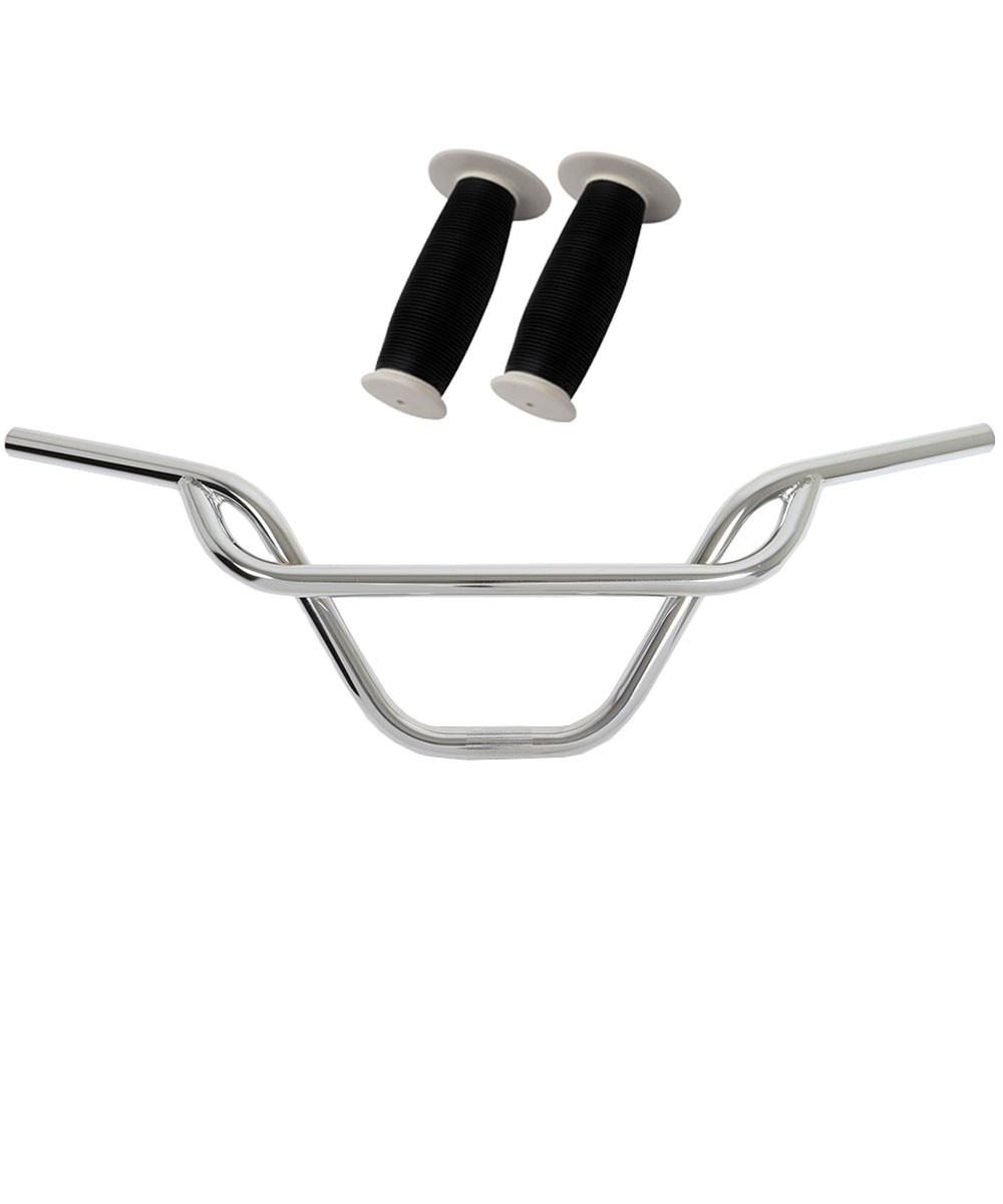 PRO+ 325 Chrome Handlebar & Black/White Ends Mushroom Grips