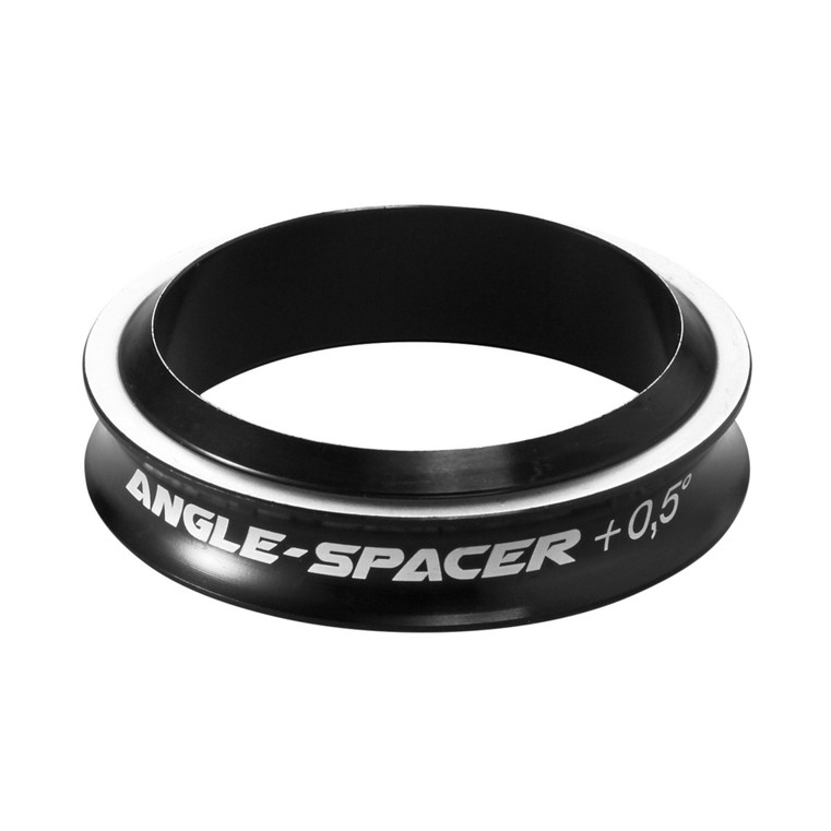 Black Tapered Reverse Angle Spacer-Aluminum, Slacker Head Angle, Bike Stability