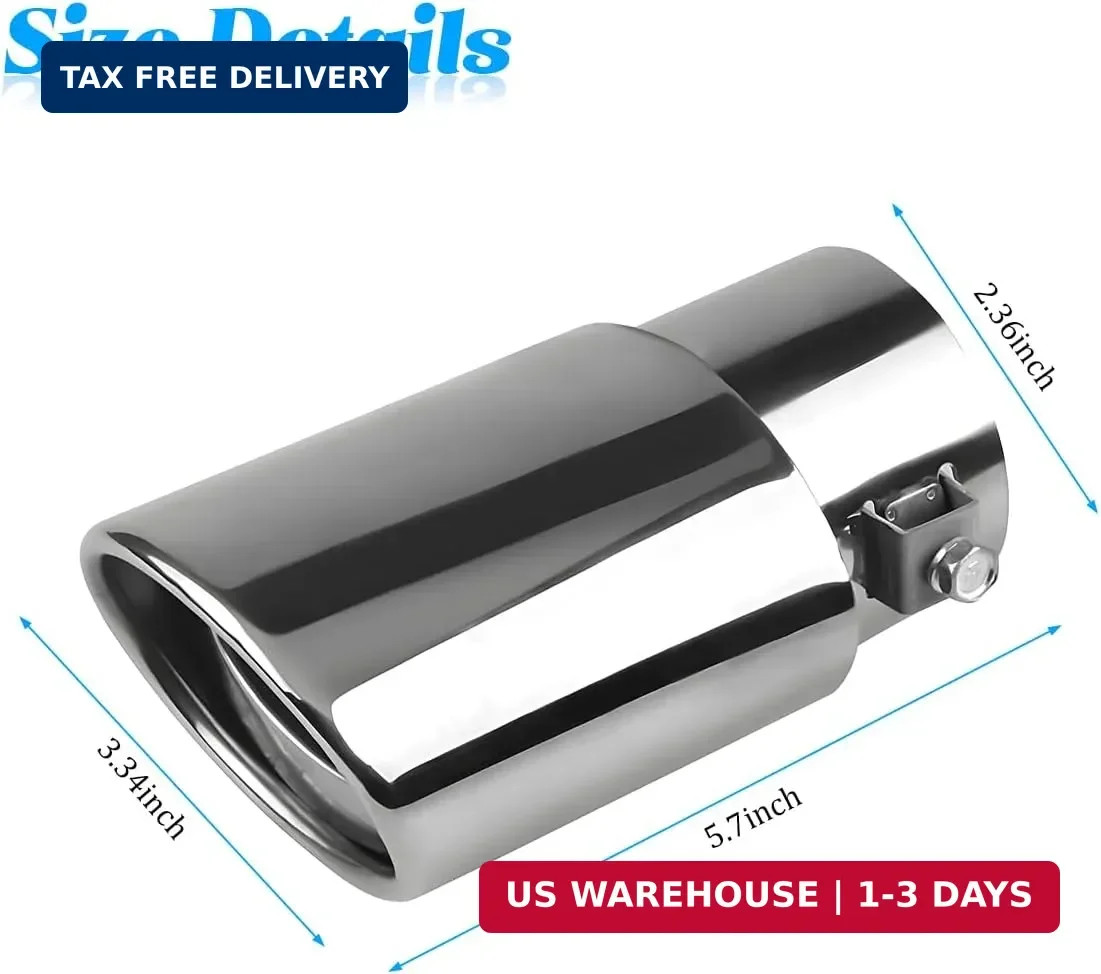 Stainless Steel Car Exhaust Tip, 2.5″ Inlet 3″ Adjustable Chrome-Plated Vehicle