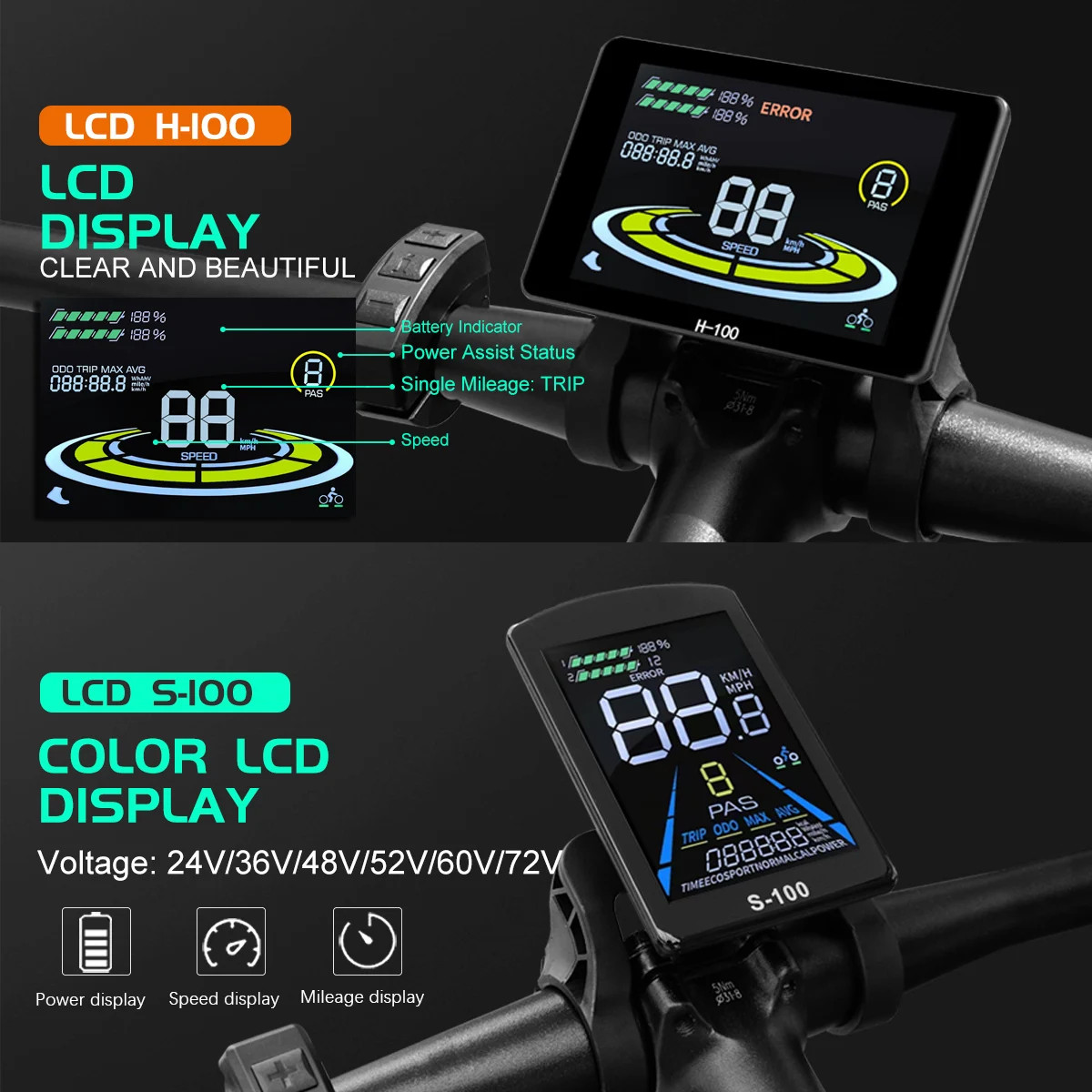 E-bike SineWave 3 Mode Controller 17A26A30A40A with 24V/36V/48V/52V Controller