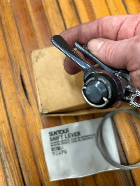 Vintage Suntour GPX clamp on Shift Lever Shifter Down Tube Grey 7s accushift