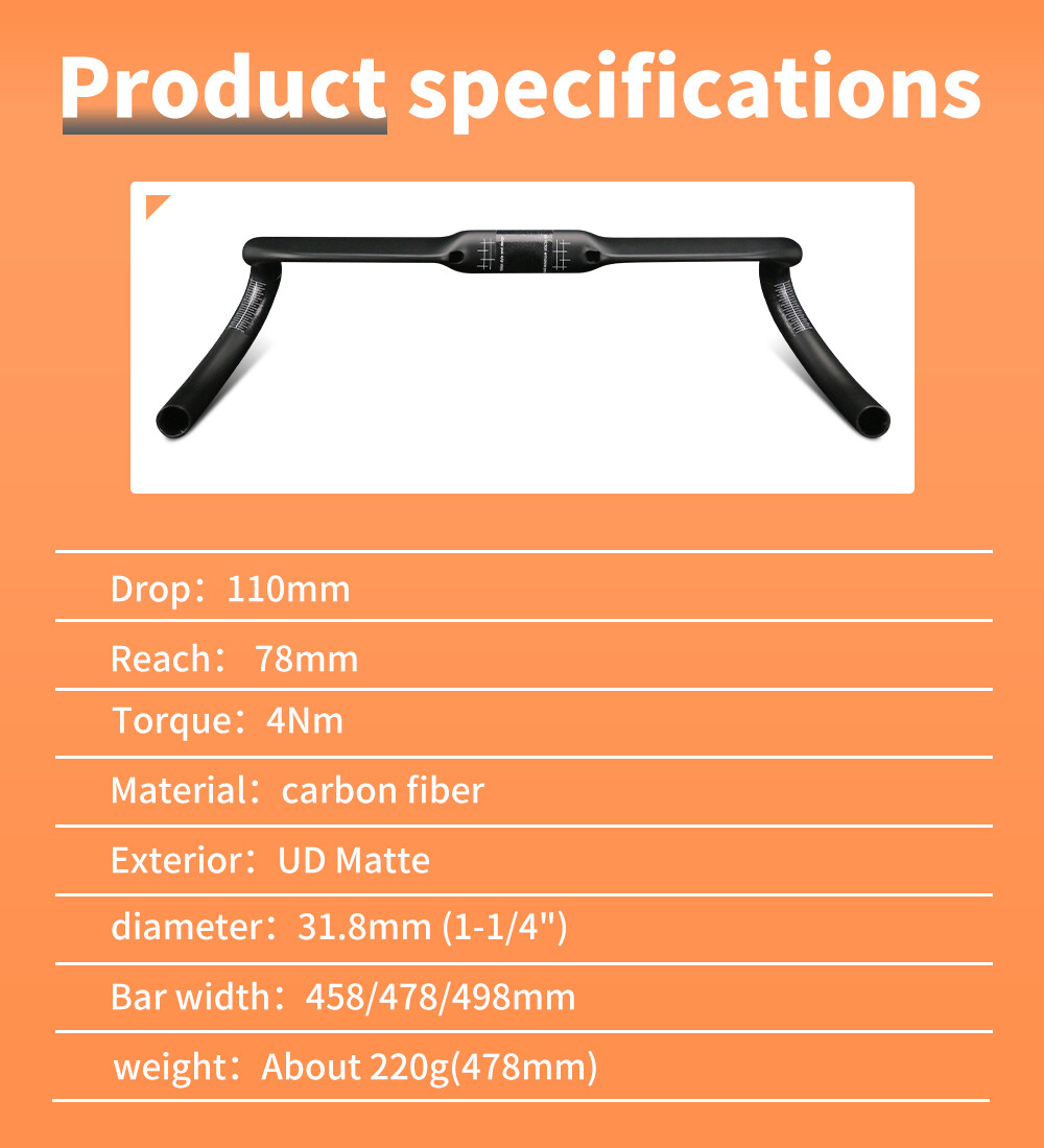 Carbon Handlebars Road Bike Outward Angle Drop Bars 31.8mm Bicycle Handle Bar