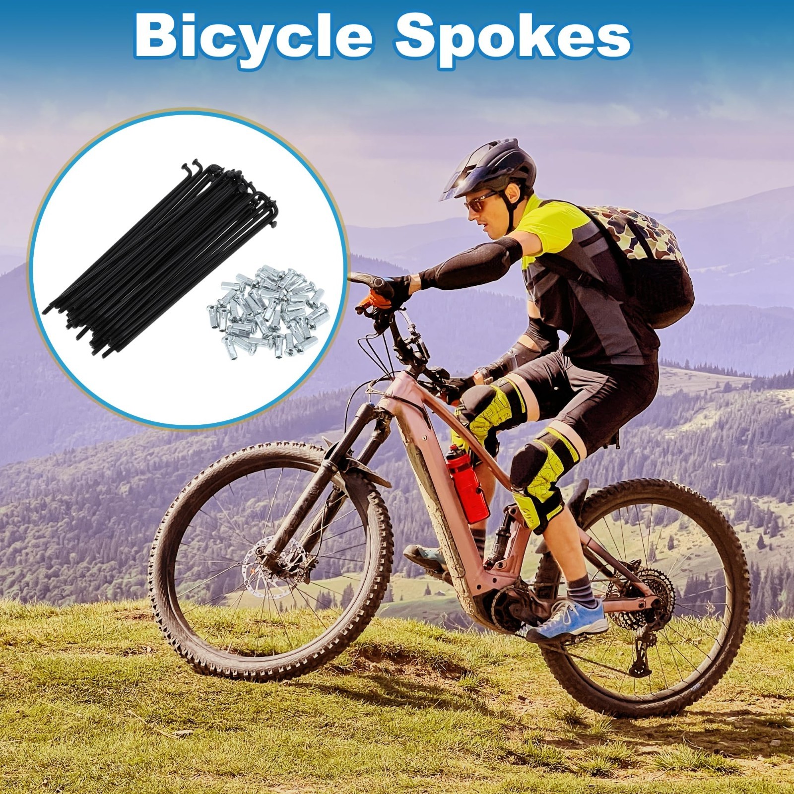 High-Strength 12G Bicycle Spokes 125mm Carbon Steel Black – 1 Set for Bike Wheel