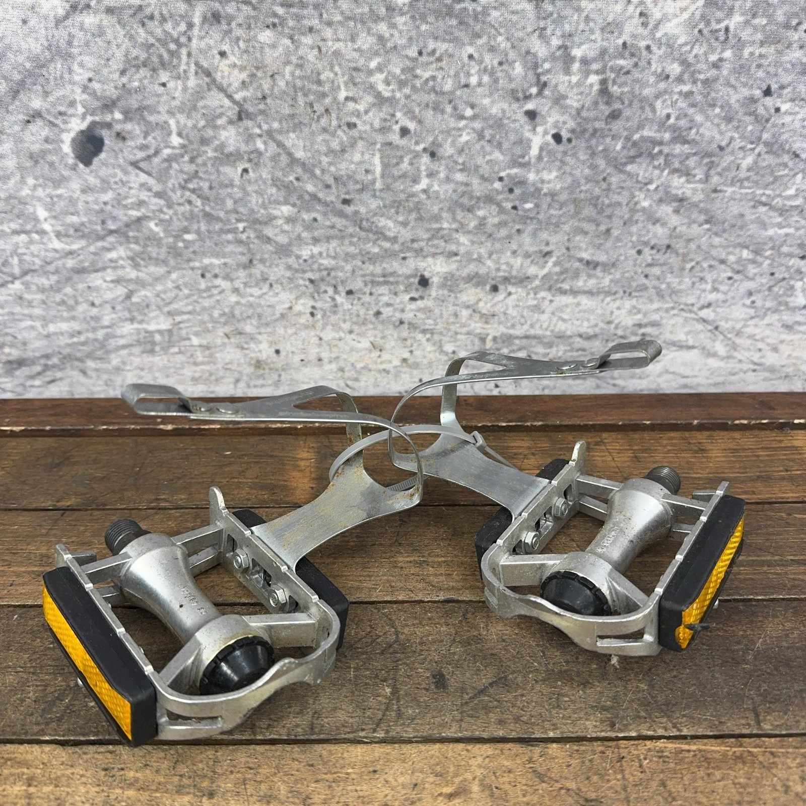 Vintage Lyotard 82 Pedals 9/16 Peugeot Christophe Toe Clips Set Silver M France