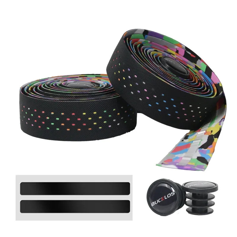 Road Bike Handlebar Tape PU EVA Shockproof Bicycle Bar Wrap with Plugs 2PCS Set
