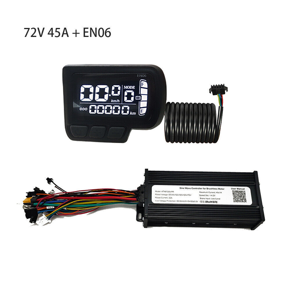 48V 52V 60V 72V E-bike Controller 1500W-3000W 3-Mode Sinewave LCD Display Kits