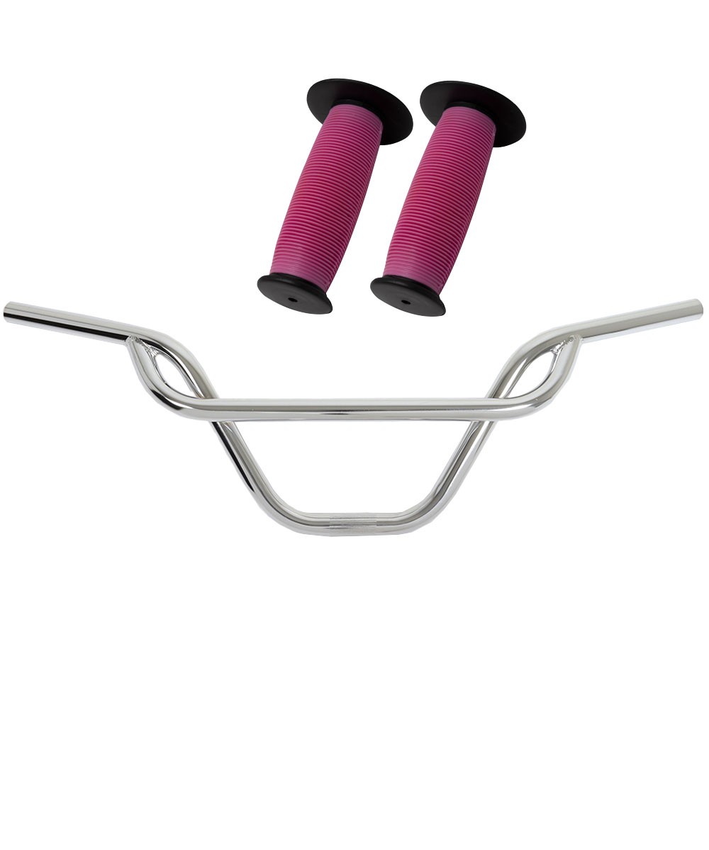 PRO+ 325 Chrome Handlebar & Pink/Black Mushroom Grips