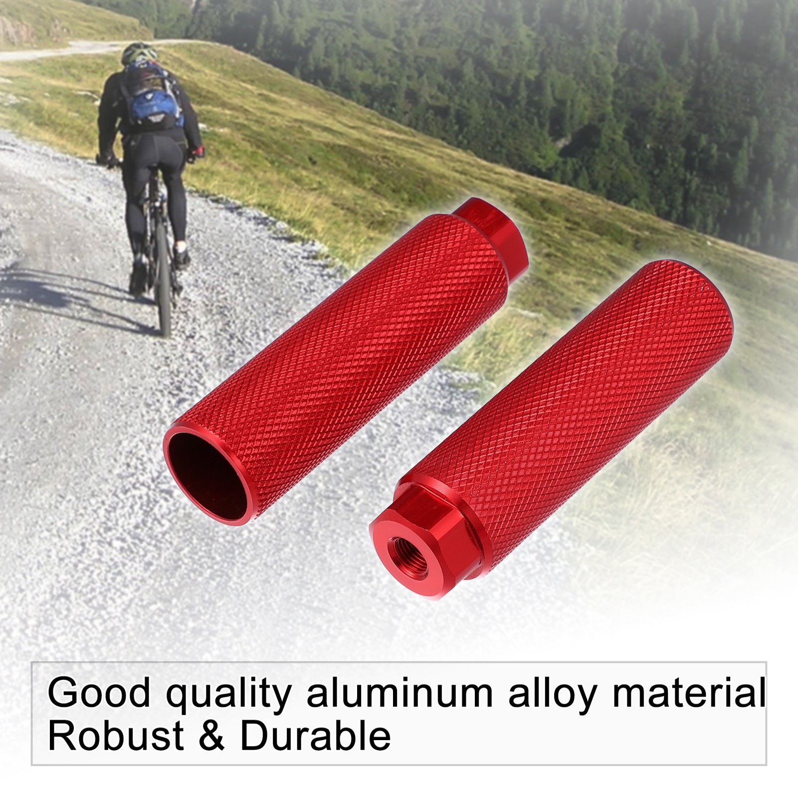 Pair of 2 for Bicycle 100x28mm Universal Rear Foot Pegs Footrests Axle Black Red