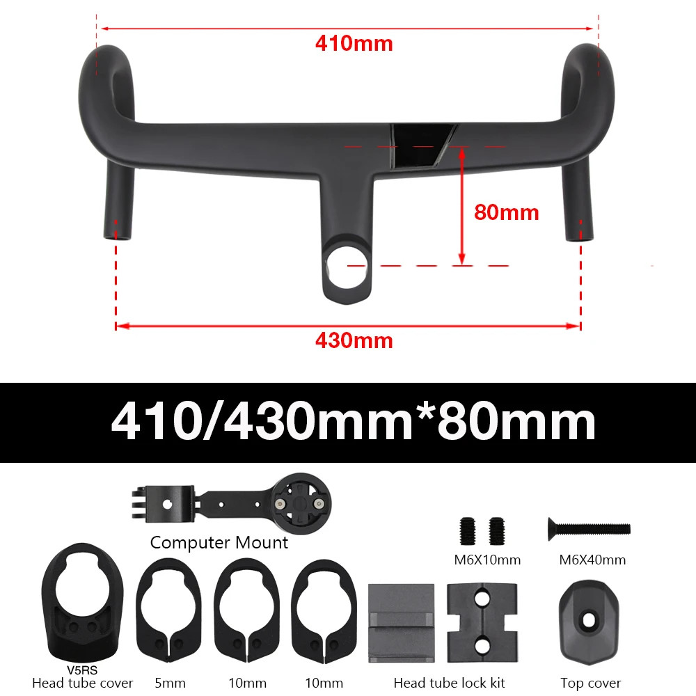 Aero Integrated Carbon Road Bicycle Handlebar 370mm-430mm for V5rs/V4rs/C68