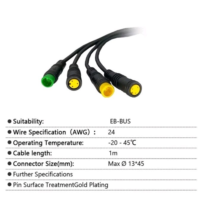 1T4 EB-BUS Cable Wiring Harness for Bafang UART BBS02 BBSHD Cablec137cm