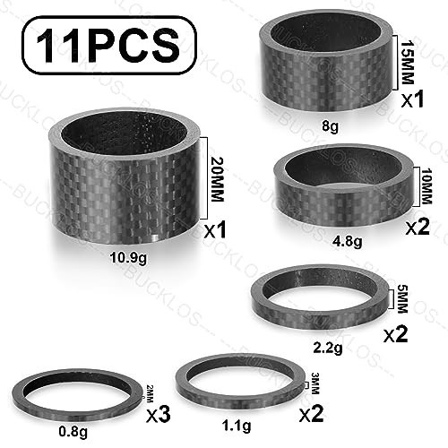 11PCS Headset Spacer Set for Mountain & Road Bikes – Aluminum & Carbon Fiber Was