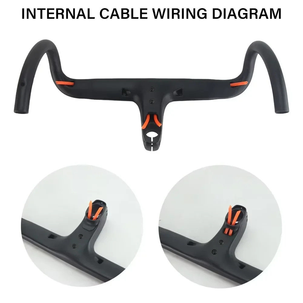 Road Bike Full Carbon Fiber Integrated Handlebar Internal Cable 360mm-380mm