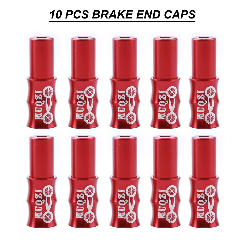 Bicycle Brake Cable End Caps Alloy Wire Crimps Ferrules Red Black 20 PCS