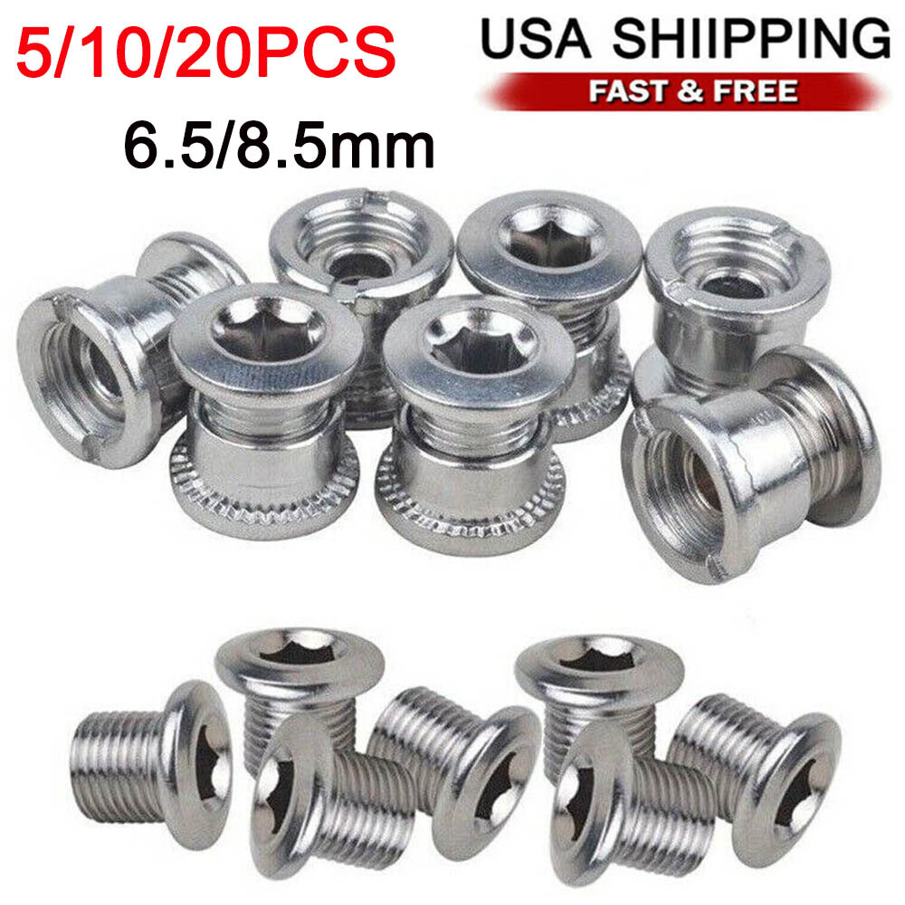 5/10/20X Steel Bike Chainring Bolts 6.5 Single 8.5 Double Triple Speed Nut Screw
