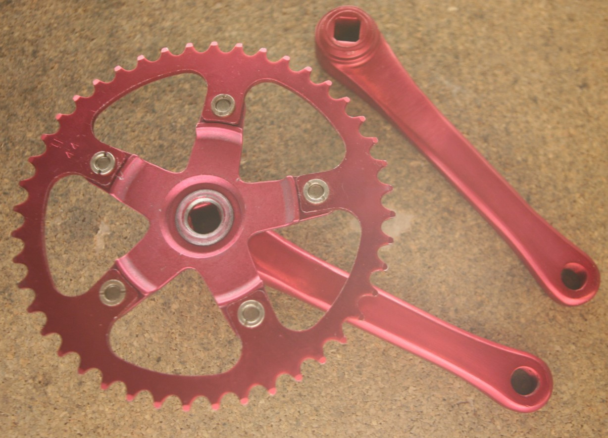 Retro Oldschool OG NOS NEW Tracer Red BMX MX cranks crankset chainset Takagi