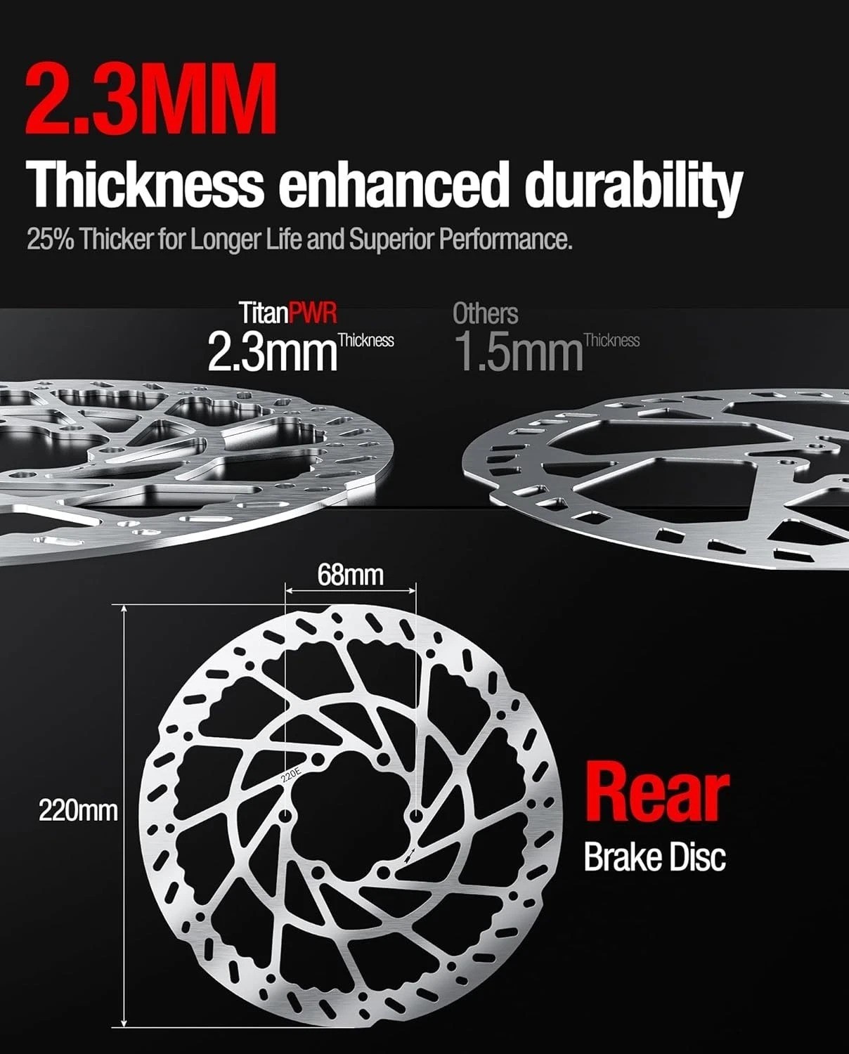 Heavy-Duty 220 mm Thickened Stainless Steel Rear Brake Disc Rotor for for Tal…