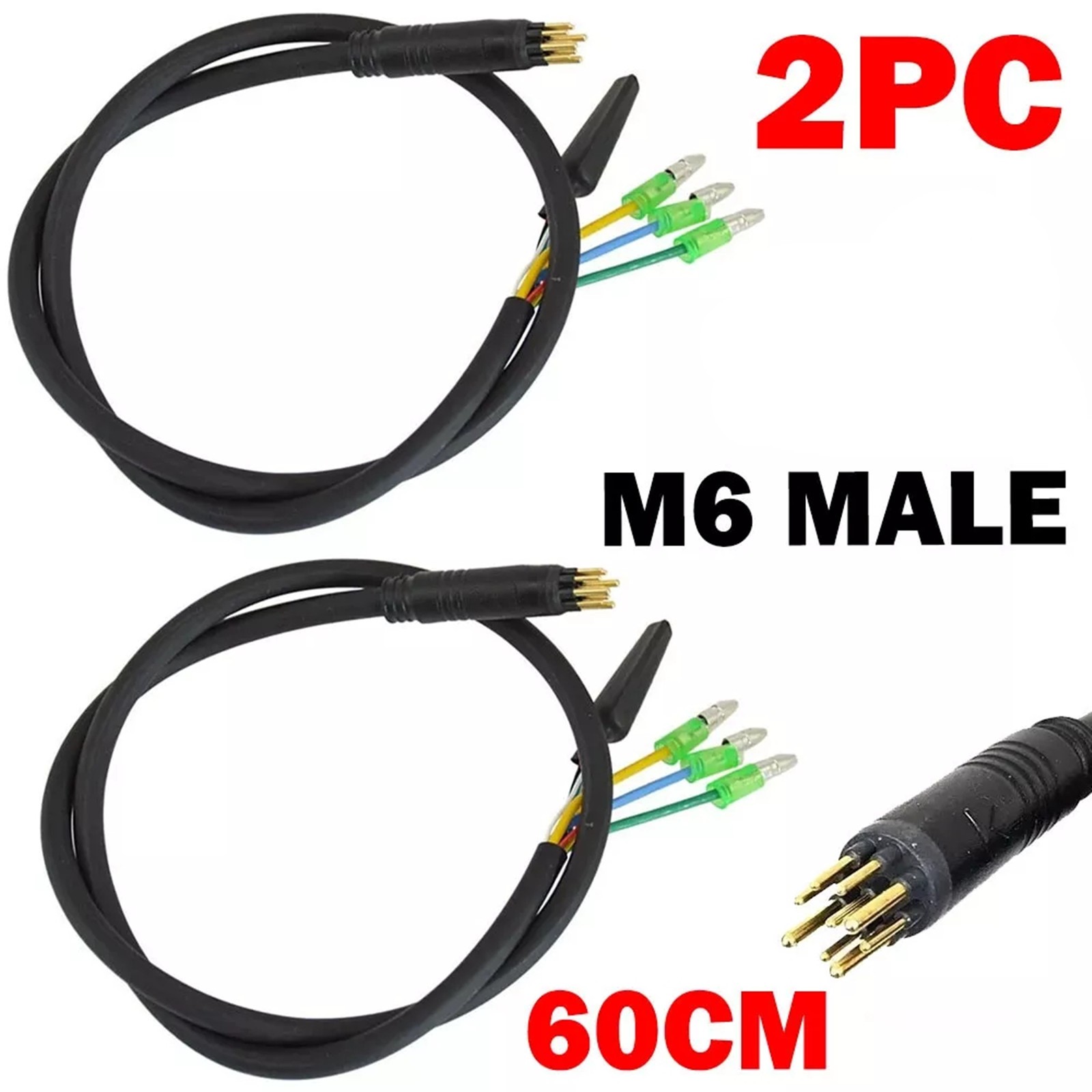2* E-bike Motor Extension Cable 9 Pin Male For Front Rear Wheel Hub Motors