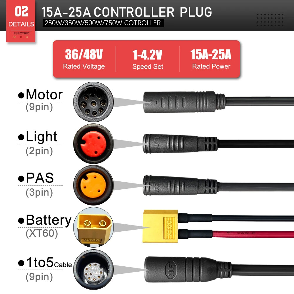 36V 250W 350W 48V 500W 750W 1000W 1500W Waterproof Brushless E-bike Controller