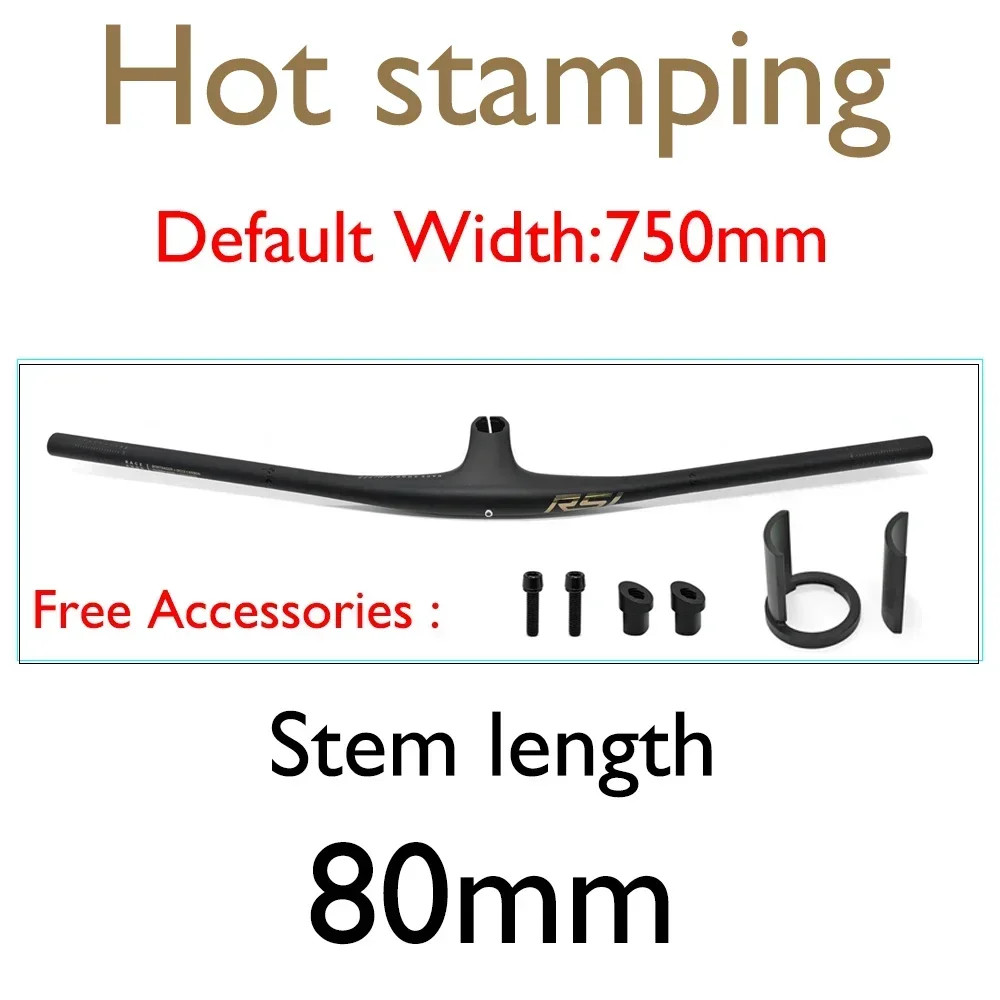 Full Carbon MTB Cockpit Integrated Handlebar 13° Stem 70/80/90mm * 750mm