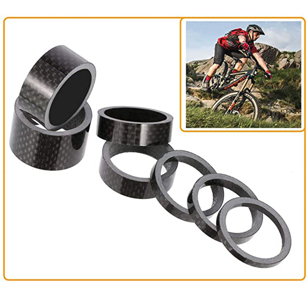 11PCS Carbon Fiber Headset Spacers Mountain Road Bike Front Fork Washers 1-1/8″