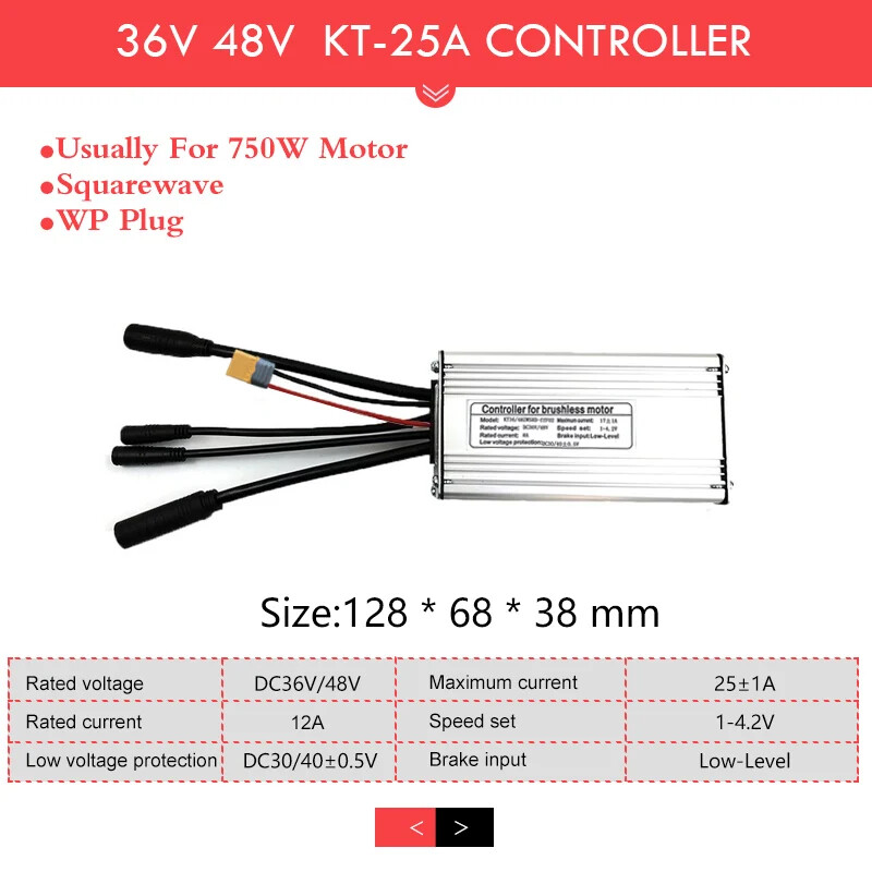 Electric Bicycle Controller 36V 48V 250W-1500W Waterproof Brushless Controller