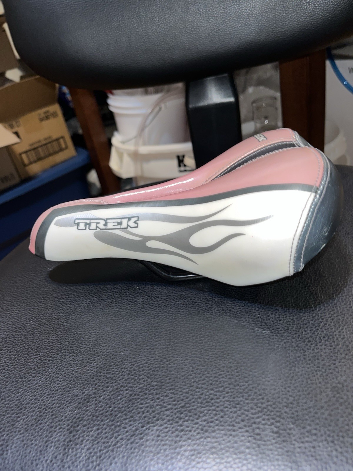 Trek Padded Bike Saddle 9in.x6in.x2.5 in. Pink White Silver Urban BMX Freestyle